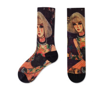 3D printing character happy socks custom pattern  women crew socks sushi teen tube socks wholesale manufacturer